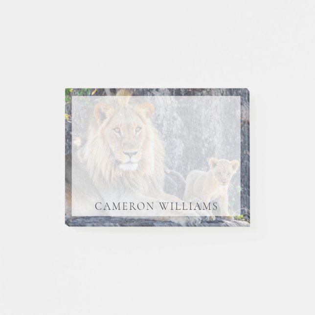 Cutest Baby djur | Lejona Pappa och Unge Post-it Block (Framsida)