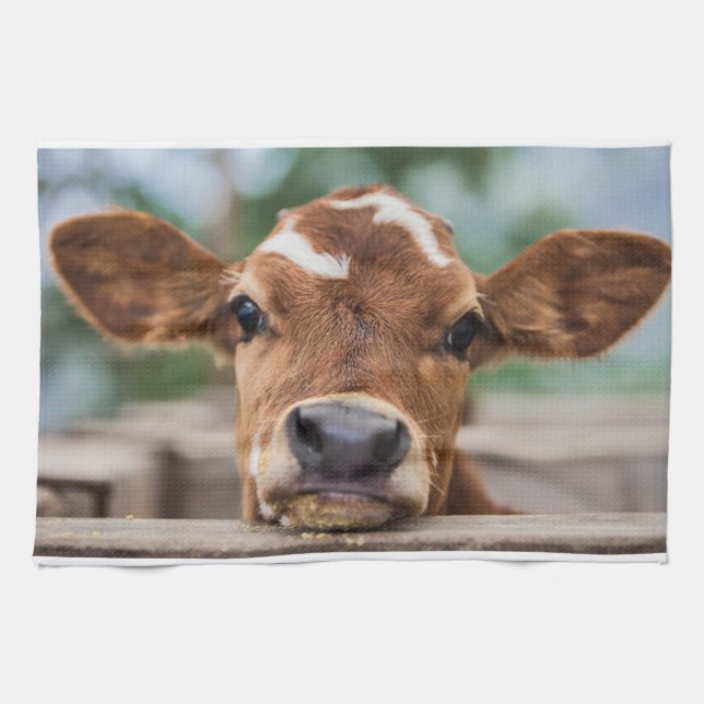 Cutest Baby djur | Little Cow Calf Kökshandduk (Horisontell)