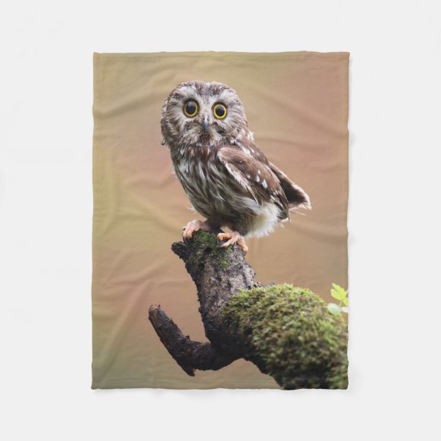 Cutest Baby djur | Northern Saw Whet Uggla Fleecefilt (Framsidan)