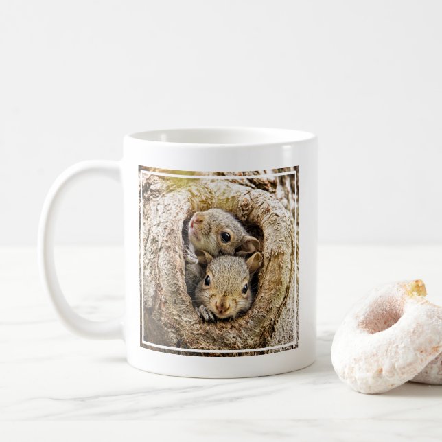 Cutest Baby djur | Nyfikna Baby-ekorrar Kaffemugg (Med munk)