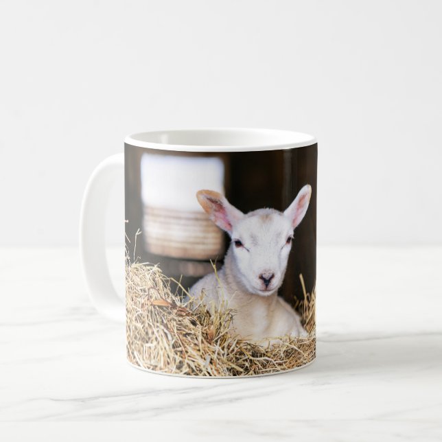 Cutest Baby djur | Nyfödd Lamb Kaffemugg (Framsida vänster)