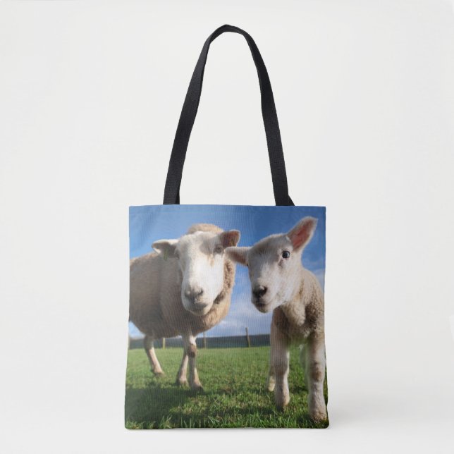 Cutest Baby djur | Nyfödda Lamb & Mamma Tygkasse (Framsida)