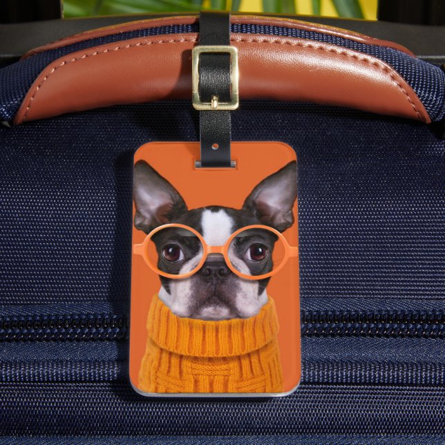 Cutest Baby djur | Orange Boston Terrier Bagagebricka (Framsida Insitu 2)