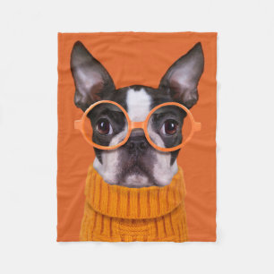 Cutest Baby djur   Orange Boston Terrier Fleecefilt