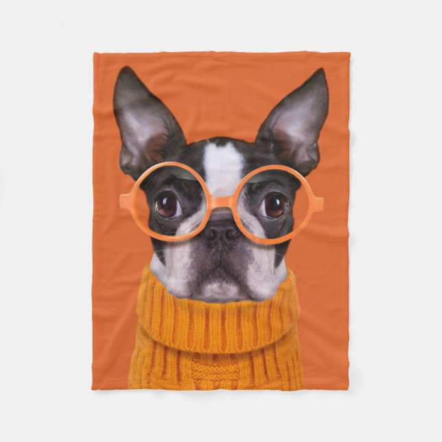 Cutest Baby djur | Orange Boston Terrier Fleecefilt (Framsidan)