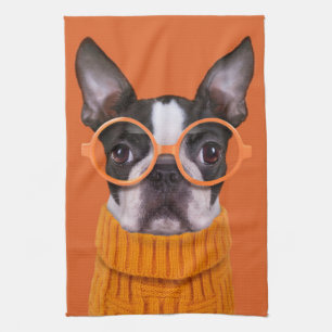 Cutest Baby djur Orange Boston Terrier Kökshandduk
