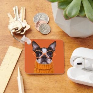 Cutest Baby djur Orange Boston Terrier Nyckelring