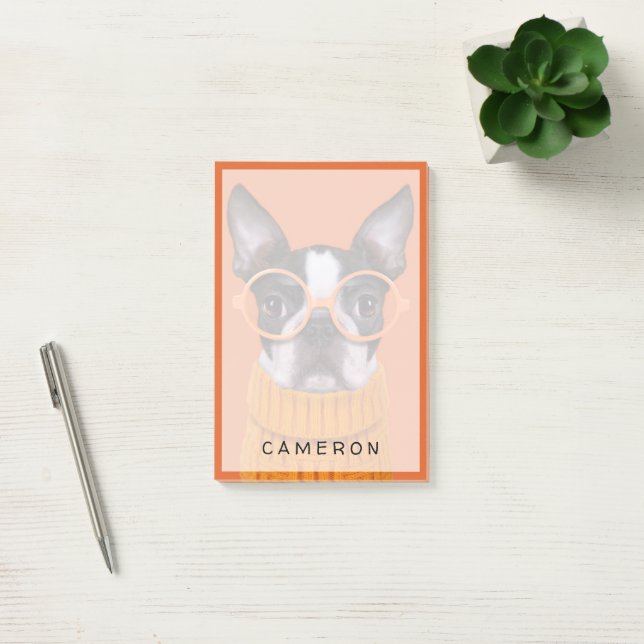 Cutest Baby djur | Orange Boston Terrier Post-it Block (Kontor)