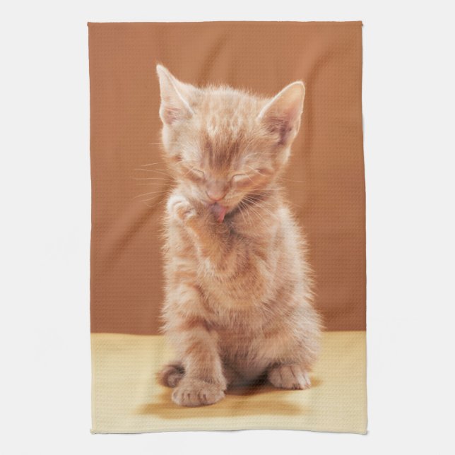 Cutest Baby djur | Orange Tabby Kitten Kökshandduk (Vertikal)