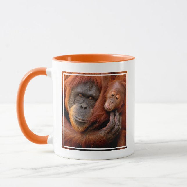 Cutest Baby djur | Orangutan Mamma & Baby Mugg (Vänster)