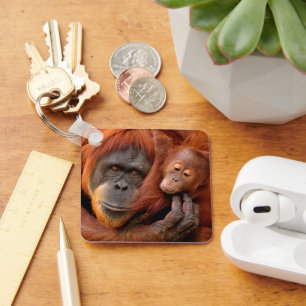 Cutest Baby djur Orangutan Mamma & Baby Nyckelring