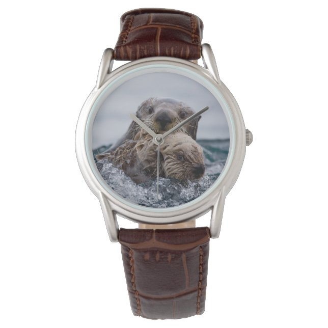 Cutest Baby djur | Otter Baby och Mor Armbandsur (Framsida)