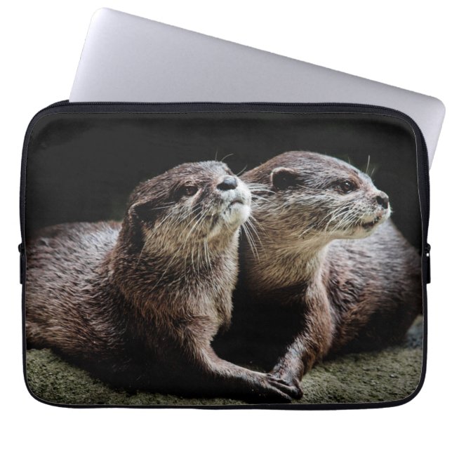 Cutest Baby djur | Otters Holding Händer Laptop Fodral (Framsidan)