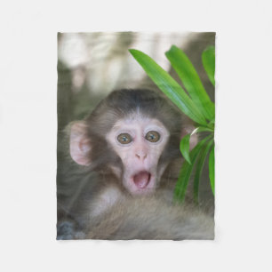 Cutest Baby djur Överraskad Snö Monkey Fleecefilt