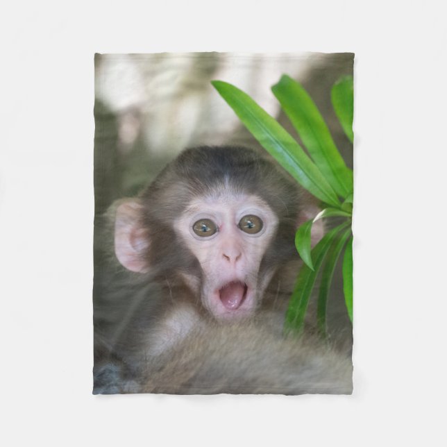 Cutest Baby djur | Överraskad Snö Monkey Fleecefilt (Framsidan)