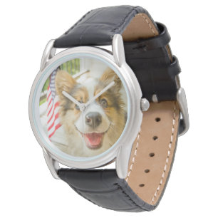 Cutest Baby djur Patriotic Corgi Puppy Armbandsur