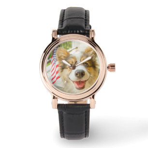 Cutest Baby djur Patriotic Corgi Puppy Armbandsur