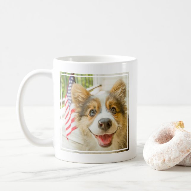 Cutest Baby djur | Patriotic Corgi Puppy Kaffemugg (Med munk)