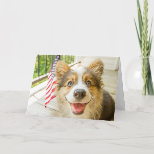 Cutest Baby djur | Patriotic Corgi Puppy Kort (Framsida)