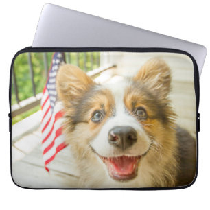 Cutest Baby djur Patriotic Corgi Puppy Laptop Fodral