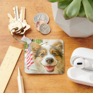 Cutest Baby djur Patriotic Corgi Puppy Nyckelring