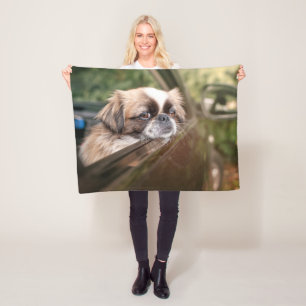 Cutest Baby djur   Pekingesisk marionett i bil Fleecefilt