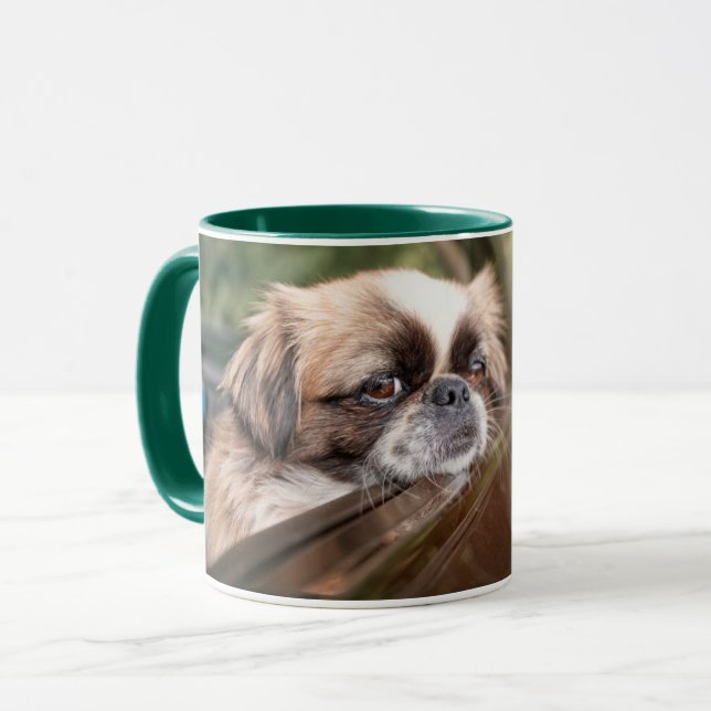 Cutest Baby djur | Pekingesisk marionett i bil Mugg (Framsida vänster)