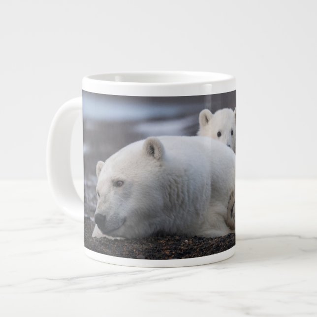 Cutest Baby djur | Polar Bear Family Alaska Jumbo Mugg (Framsida vänster)