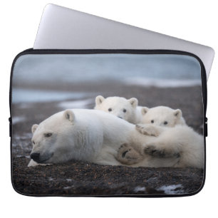 Cutest Baby djur Polar Bear Family Alaska Laptop Fodral