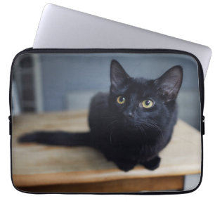 Cutest Baby djur   Porträtt i en svart katt Laptop Fodral