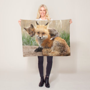 Cutest Baby djur   Red Fox & Baby Fleecefilt