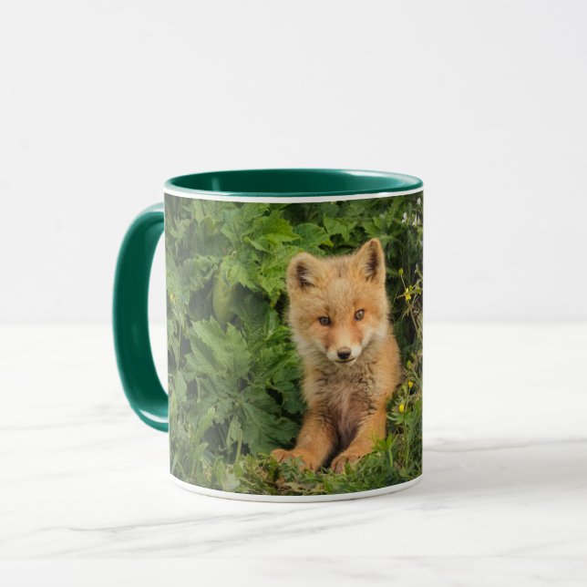 Cutest Baby djur | Red Fox i Umnak Alaska Mugg (Framsida vänster)