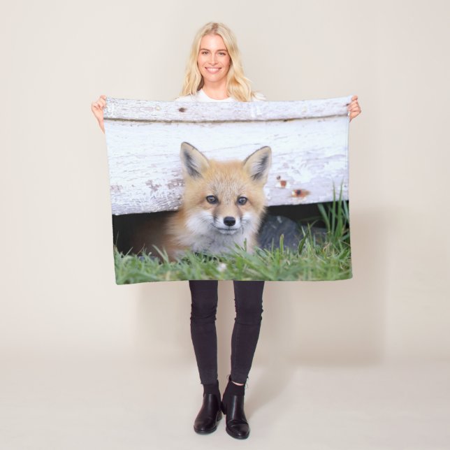 Cutest Baby djur | Red Fox Kit Peeking Fleecefilt (På plats)