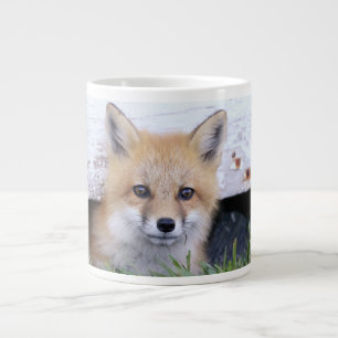 Cutest Baby djur Red Fox Kit Peeking Jumbo Mugg