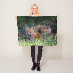 Cutest Baby djur   Red Fox Kit Syskon Fleecefilt