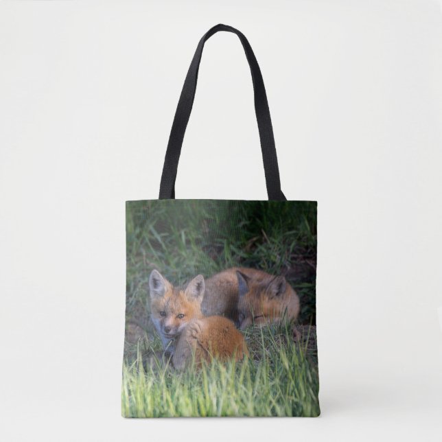 Cutest Baby djur | Red Fox Kit Syskon Tygkasse (Framsida)
