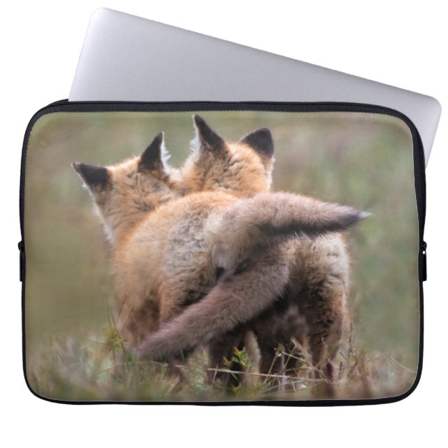 Cutest Baby djur | Red Fox Kits Locking Svan Laptop Fodral (Framsidan)