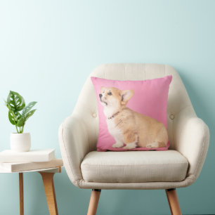 Cutest Baby djur   Rosa Corgi Puppy Kudde