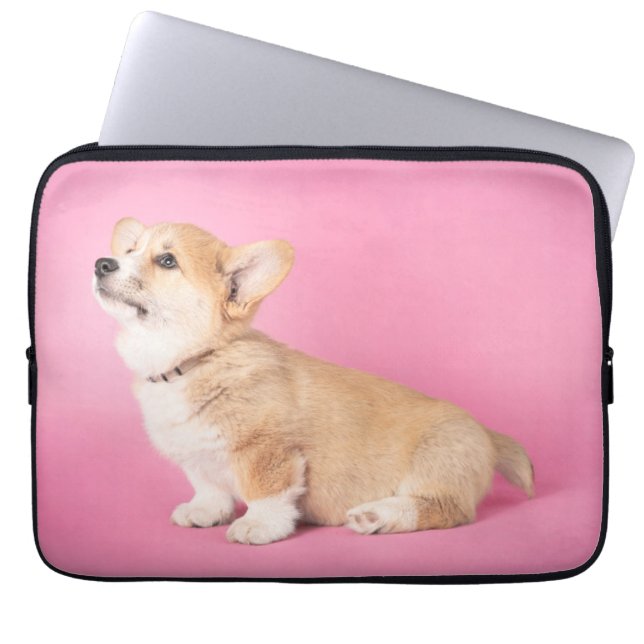 Cutest Baby djur | Rosa Corgi Puppy Laptop Fodral (Framsidan)
