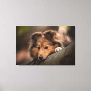 Cutest Baby djur Shetland Sheepdog Puppy Canvastryck