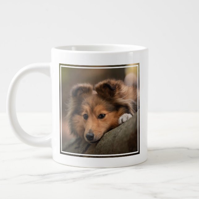 Cutest Baby djur | Shetland Sheepdog Puppy Jumbo Mugg (Vänster)