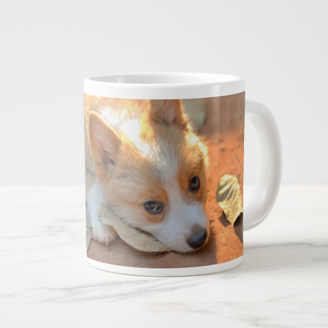 Cutest Baby djur | Shy Corgi Jumbo Mugg (Framsida höger)