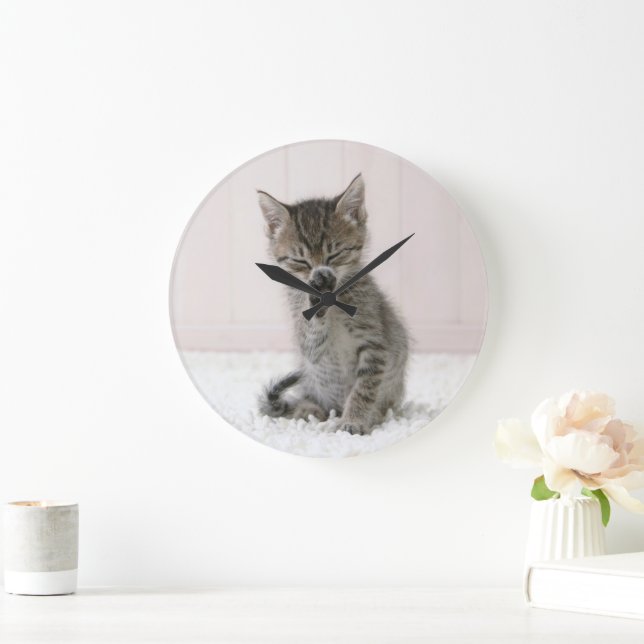 Cutest Baby djur | Slickar Tabby Kitten Stor Klocka (Hem)