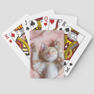 Cutest Baby djur Smal Orange Strepe Kitten Casinokort