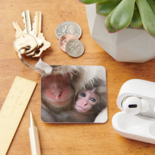 Cutest Baby djur Snö Monkey Nyckelring