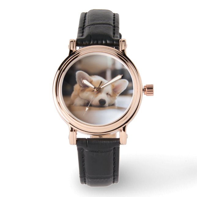 Cutest Baby djur | Sömnig Corgi Armbandsur (Framsida)