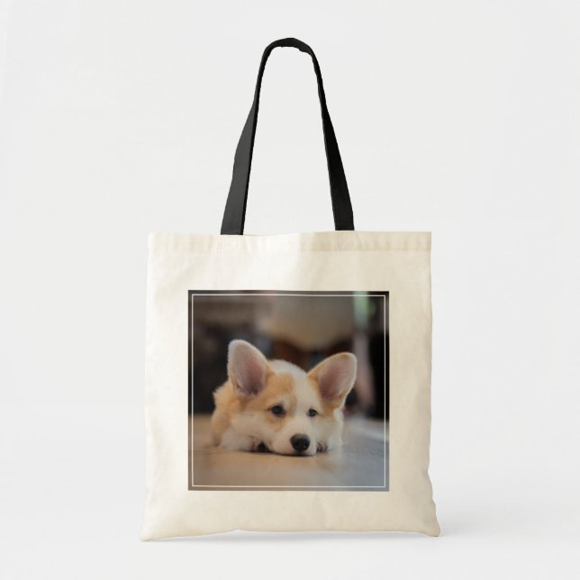 Cutest Baby djur | Sömnig Corgi Puppy Tygkasse (Framsidan)