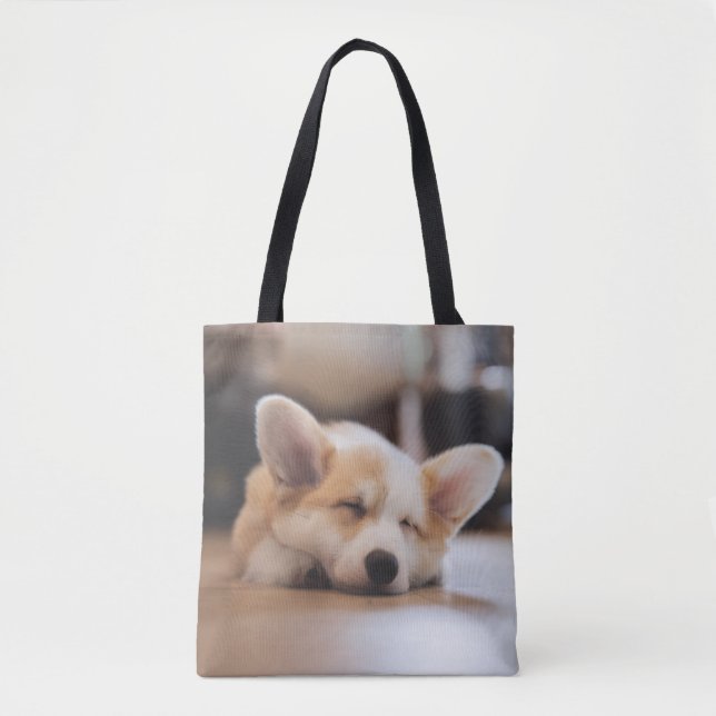 Cutest Baby djur | Sömnig Corgi Tygkasse (Framsida)
