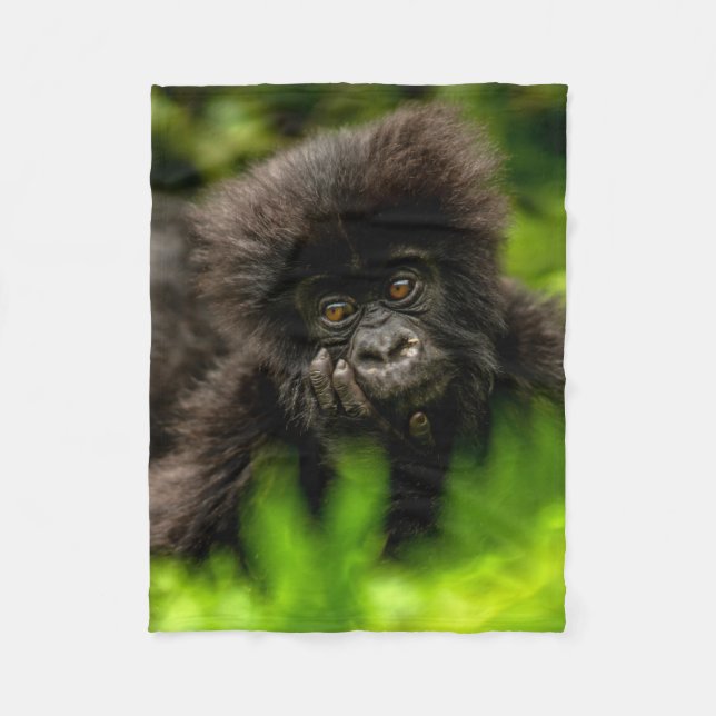 Cutest Baby djur | Spädbarnsberg Gorilla Fleecefilt (Framsidan)
