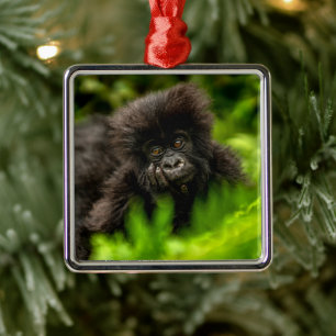Cutest Baby djur Spädbarnsberg Gorilla Julgransprydnad Metall